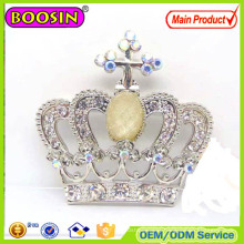 2016 European Czech Crystal Cross Crown Silver Brooch